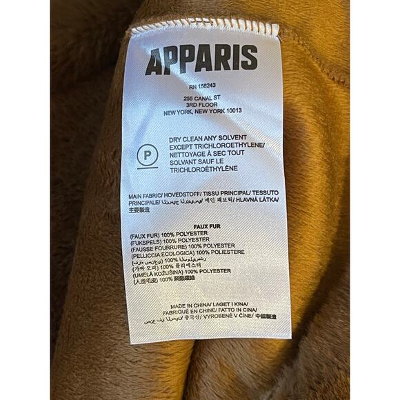 APPARIS Women's Faux Fur Vegan Belted Coat in Camel Size Large NWT MSRP $340 - Picture 6 of 13